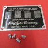 NEW 1937 1938 1939 Ford original type firewall patent data plate - Image 2